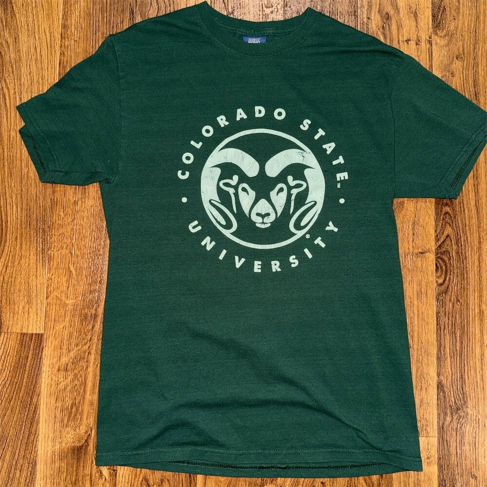 Colorado State Rams T-Shirt Unisex Adults M Green Graphic NCAA Crew Neck